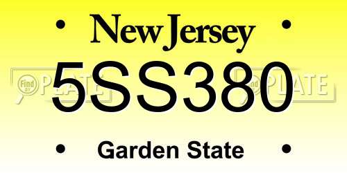 5SS380 New Jersey License Plate