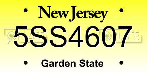5SS4607 New Jersey License Plate