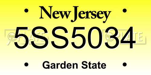 5SS5034 New Jersey License Plate