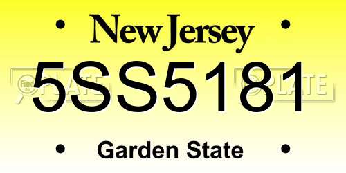 5SS5181 New Jersey License Plate