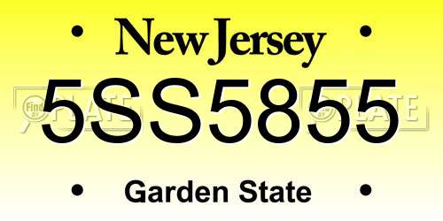 5SS5855 New Jersey License Plate