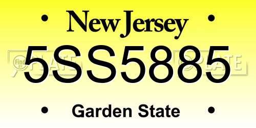 5SS5885 New Jersey License Plate