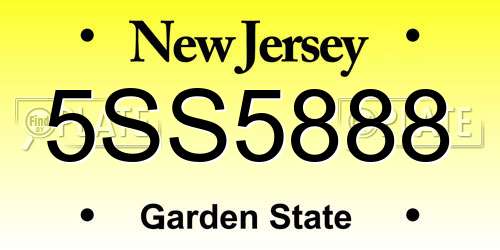 5SS5888 New Jersey License Plate