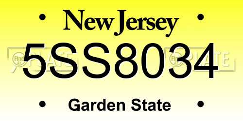 5SS8034 New Jersey License Plate