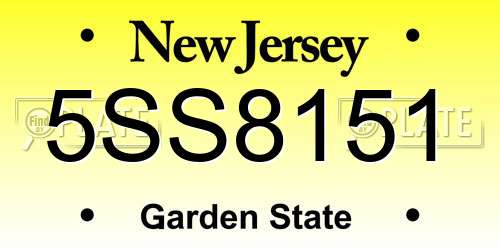 5SS8151 New Jersey License Plate
