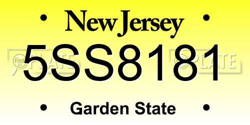 5SS8181 New Jersey License Plate