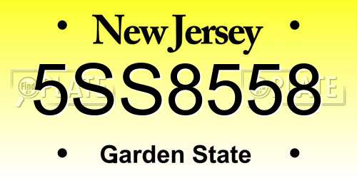 5SS8558 New Jersey License Plate