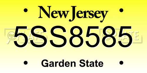 5SS8585 New Jersey License Plate