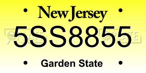5SS8855 New Jersey License Plate