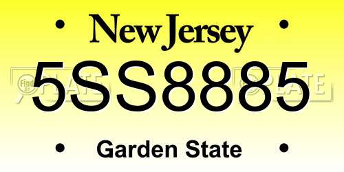 5SS8885 New Jersey License Plate