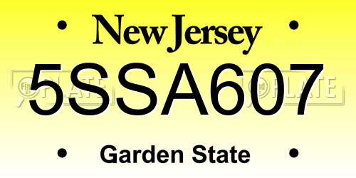 5SSA607 New Jersey License Plate
