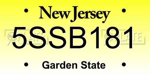 5SSB181 New Jersey License Plate