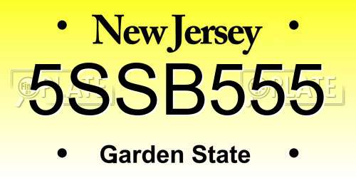5SSB555 New Jersey License Plate