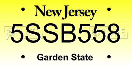 5SSB558 New Jersey License Plate