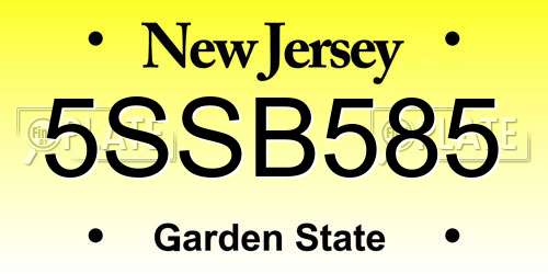 5SSB585 New Jersey License Plate