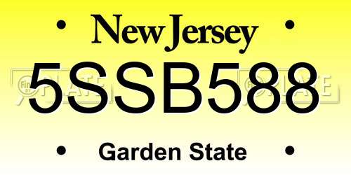 5SSB588 New Jersey License Plate