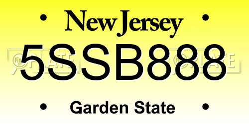 5SSB888 New Jersey License Plate