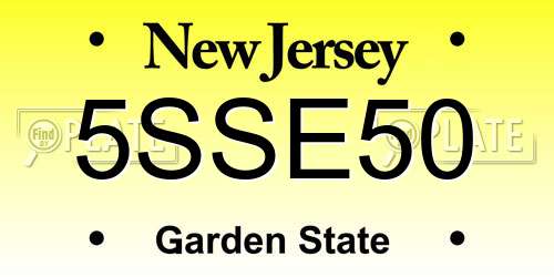 5SSE50 New Jersey License Plate