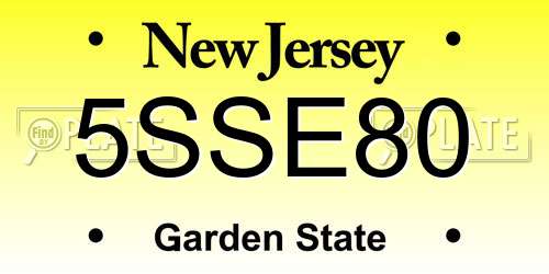 5SSE80 New Jersey License Plate