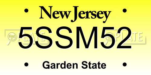 5SSM52 New Jersey License Plate