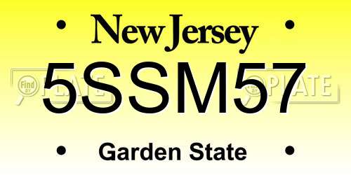 5SSM57 New Jersey License Plate