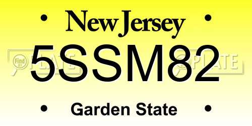 5SSM82 New Jersey License Plate