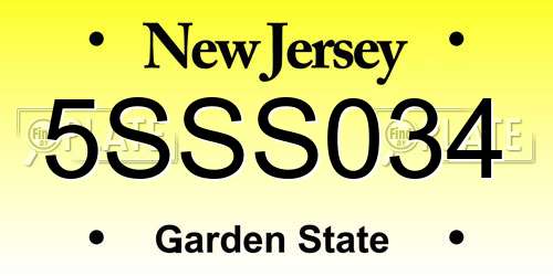 5SSS034 New Jersey License Plate