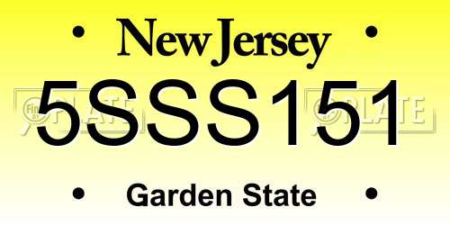5SSS151 New Jersey License Plate