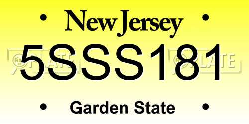 5SSS181 New Jersey License Plate