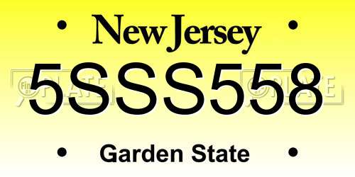 5SSS558 New Jersey License Plate