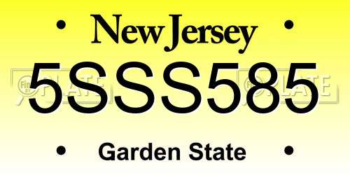 5SSS585 New Jersey License Plate