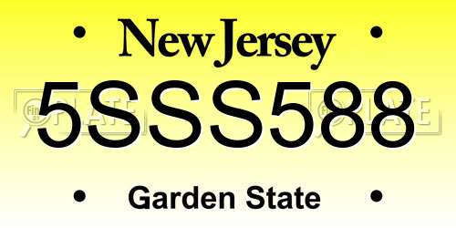 5SSS588 New Jersey License Plate