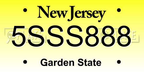 5SSS888 New Jersey License Plate
