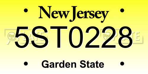 5ST0228 New Jersey License Plate