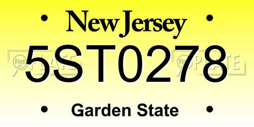 5ST0278 New Jersey License Plate