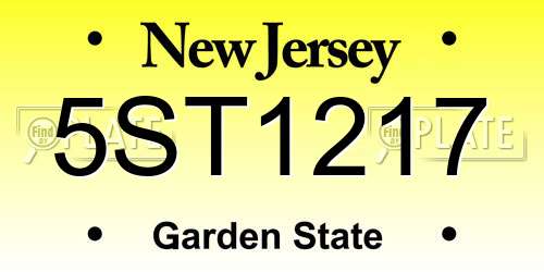 5ST1217 New Jersey License Plate
