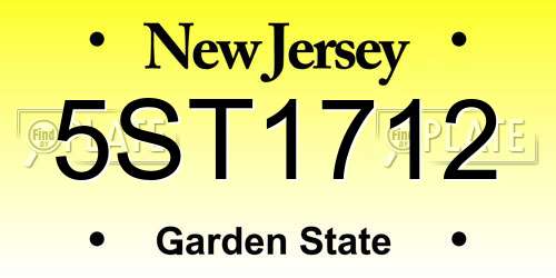 5ST1712 New Jersey License Plate