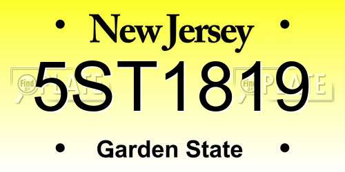 5ST1819 New Jersey License Plate