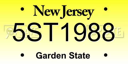 5ST1988 New Jersey License Plate