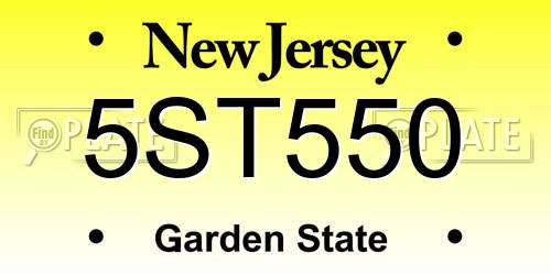 5ST550 New Jersey License Plate