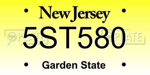 5ST580 New Jersey License Plate