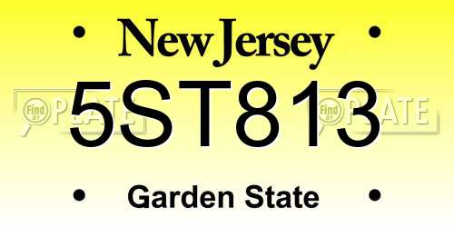 5ST813 New Jersey License Plate