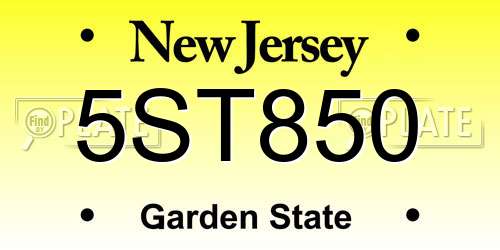 5ST850 New Jersey License Plate