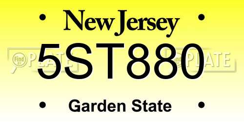 5ST880 New Jersey License Plate