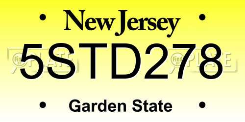5STD278 New Jersey License Plate