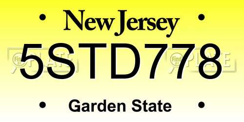 5STD778 New Jersey License Plate
