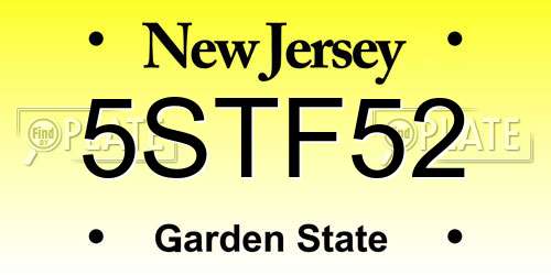 5STF52 New Jersey License Plate