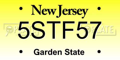 5STF57 New Jersey License Plate