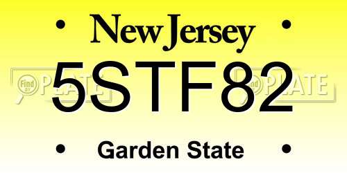 5STF82 New Jersey License Plate