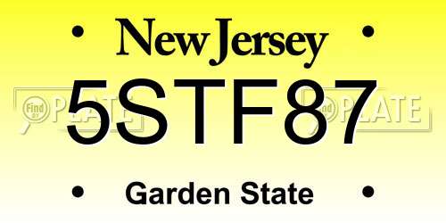 5STF87 New Jersey License Plate
